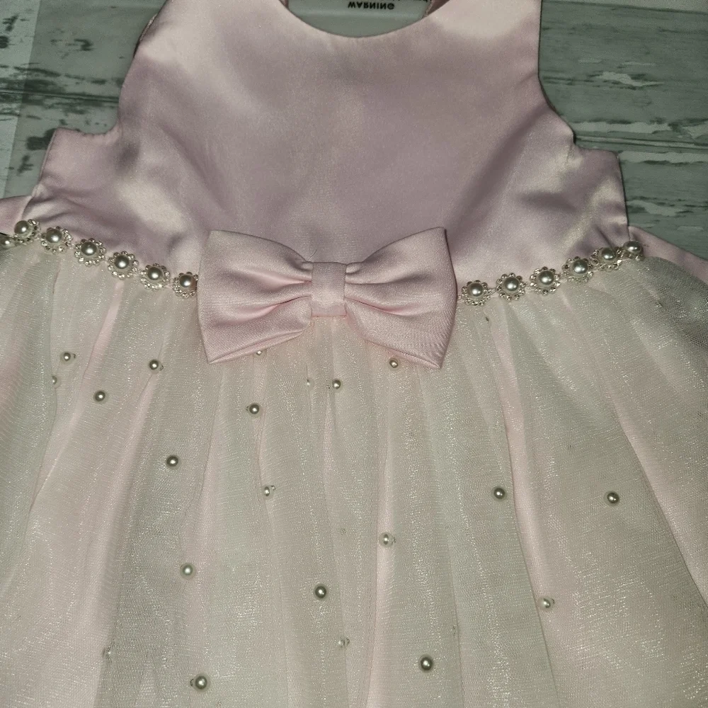 Princess Couture EUC Pearls Embellished Pink White Girls Size 4